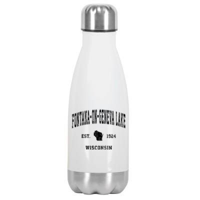 Fontanaongeneva Lake Wisconsin Wi Vintage Established Athletic Stainless Steel Insulated Water Bottle