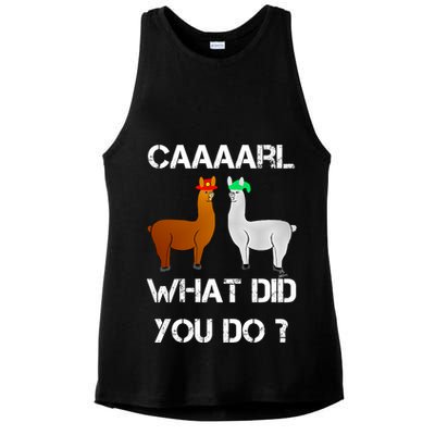 Funny Llama With Hats Gift Lama With Hat Carl What Did You Do Gift Ladies PosiCharge Tri-Blend Wicking Tank