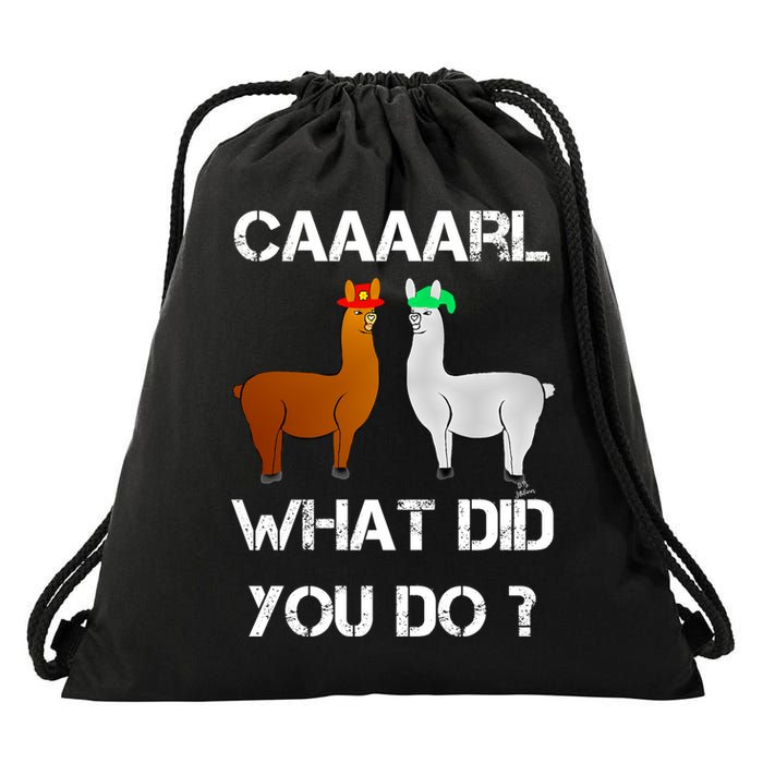 Funny Llama With Hats Gift Lama With Hat Carl What Did You Do Gift Drawstring Bag