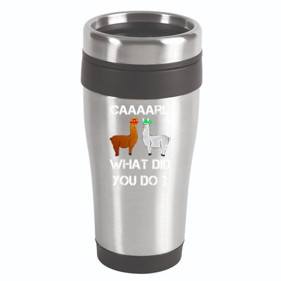 Funny Llama With Hats Gift Lama With Hat Carl What Did You Do Gift 16oz Travel Tumbler