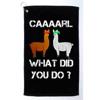 Funny Llama With Hats Gift Lama With Hat Carl What Did You Do Gift Golf Towel