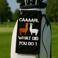Funny Llama With Hats Gift Lama With Hat Carl What Did You Do Gift Golf Towel