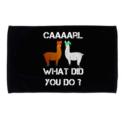 Funny Llama With Hats Gift Lama With Hat Carl What Did You Do Gift Microfiber Hand Towel