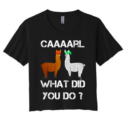 Funny Llama With Hats Gift Lama With Hat Carl What Did You Do Gift Crop Top