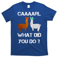 Funny Llama With Hats Gift Lama With Hat Carl What Did You Do Gift T-Shirt