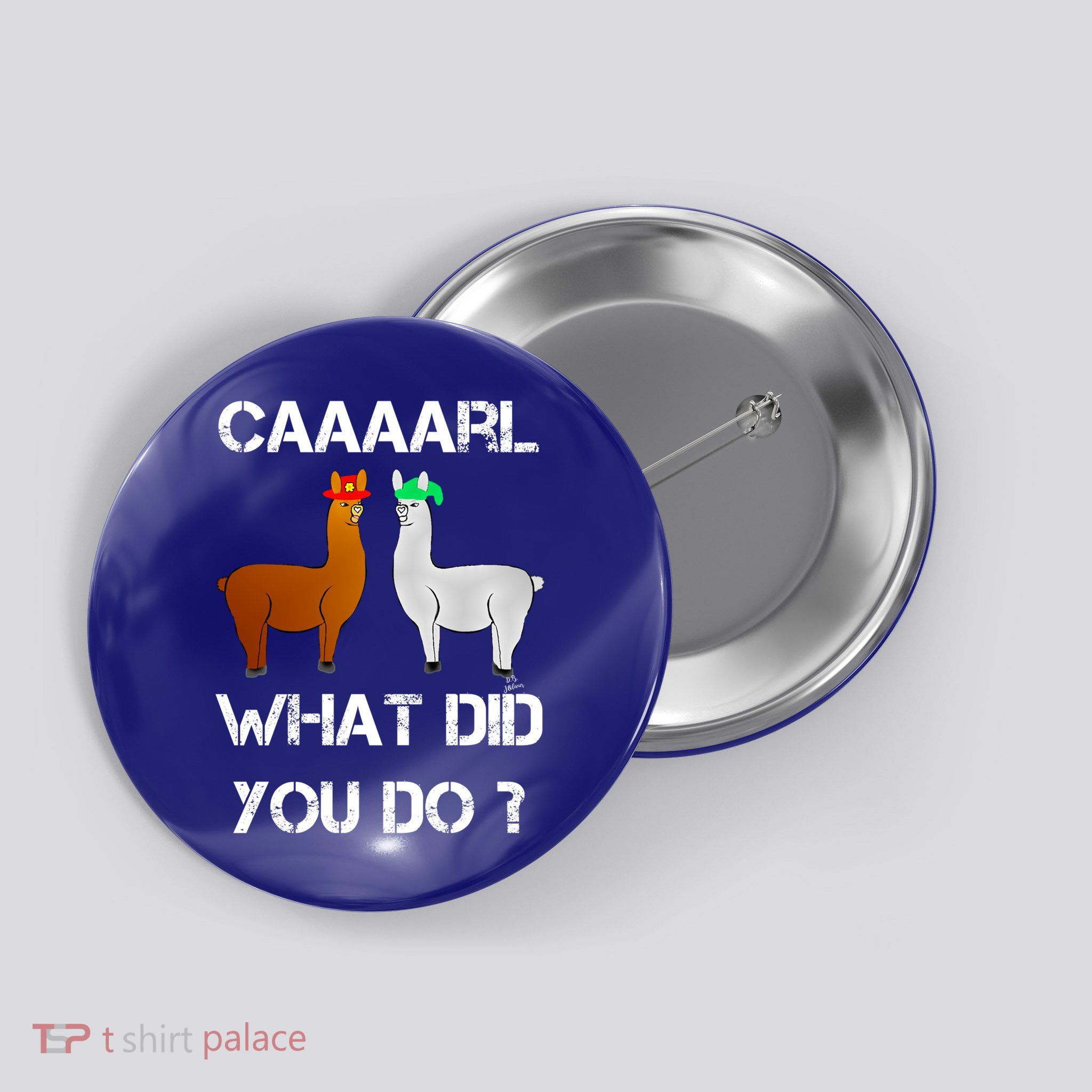 Funny Llama With Hats Gift Lama With Hat Carl What Did You Do Gift Button