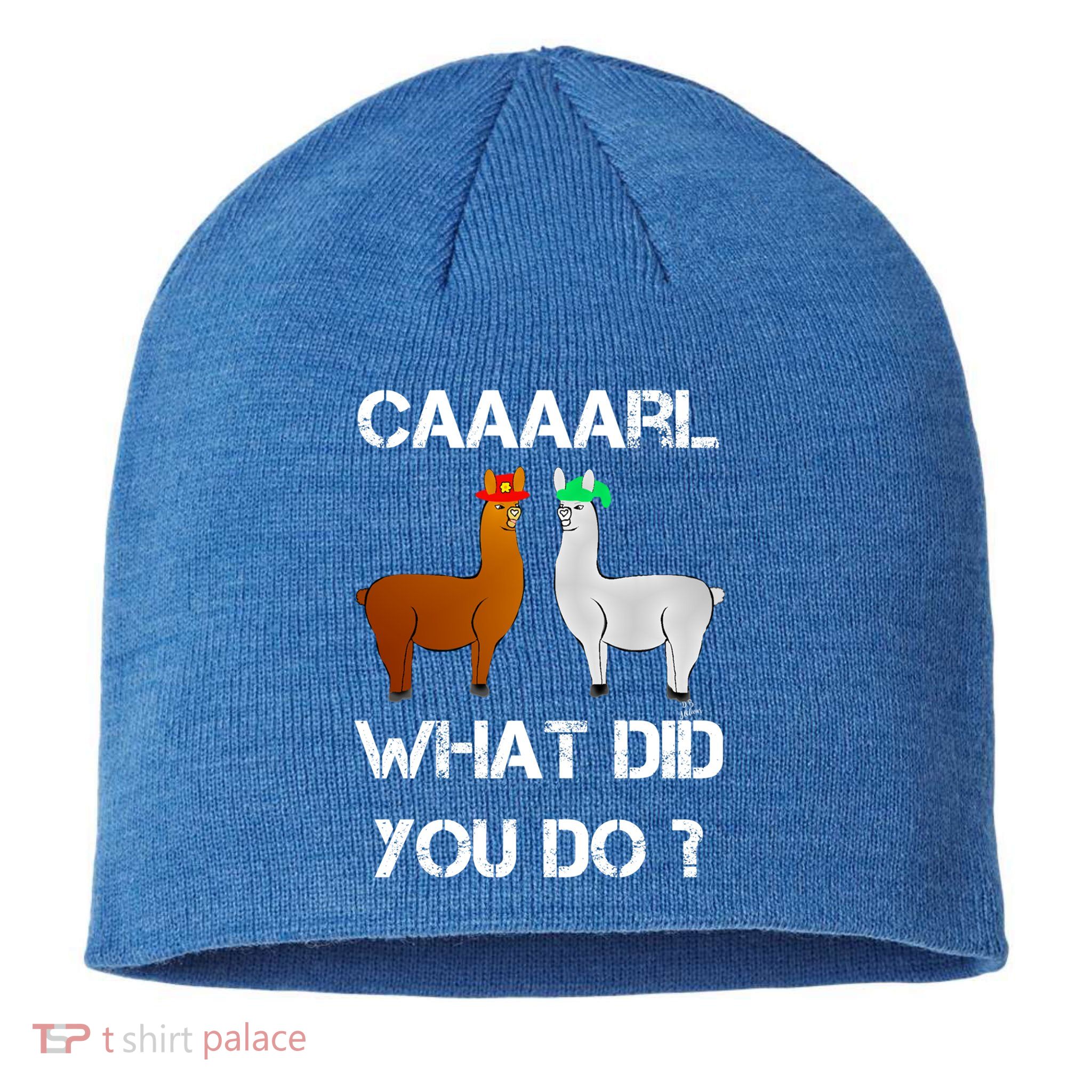 Funny Llama With Hats Gift Lama With Hat Carl What Did You Do Gift Sustainable Beanie