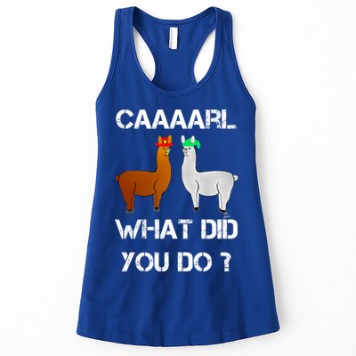 Funny Llama With Hats Gift Lama With Hat Carl What Did You Do Gift Womens Tank Top