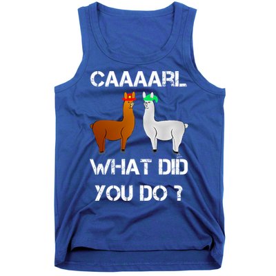 Funny Llama With Hats Gift Lama With Hat Carl What Did You Do Gift Tank Top