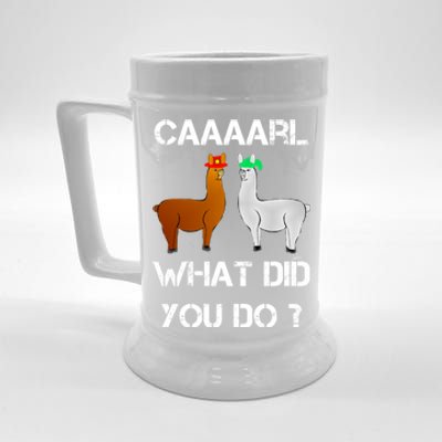 Funny Llama With Hats Gift Lama With Hat Carl What Did You Do Gift Beer Stein