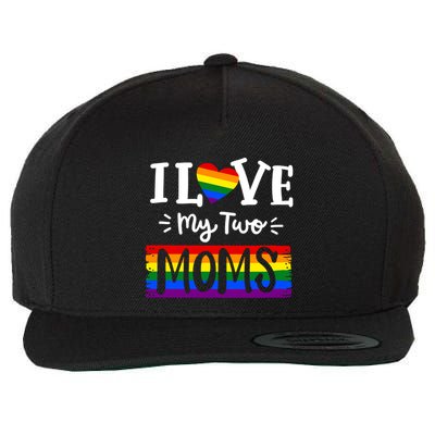 Funny Love Wins Lgbtq Pride I Love My Two Moms Lesbian Wool Snapback Cap