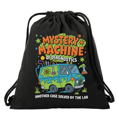 Funny Lab Week 2025 Retro Mystery Machine Of Diagnostics Drawstring Bag