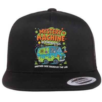 Funny Lab Week 2025 Retro Mystery Machine Of Diagnostics Flat Bill Trucker Hat
