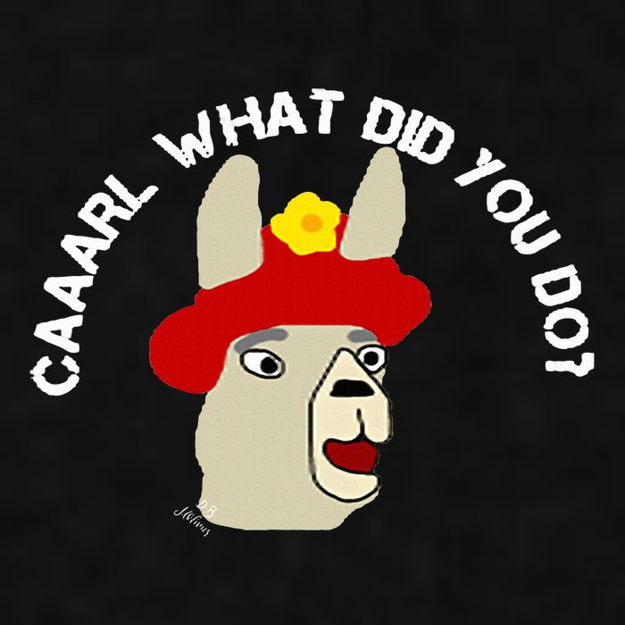 funny llama with hats lama with hat carl what did you do  Ladies PosiCharge Tri-Blend Wicking Tank
