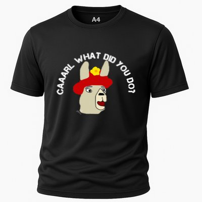 funny llama with hats lama with hat carl what did you do  Performance Shirt
