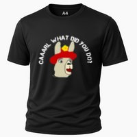 funny llama with hats lama with hat carl what did you do  Performance Shirt