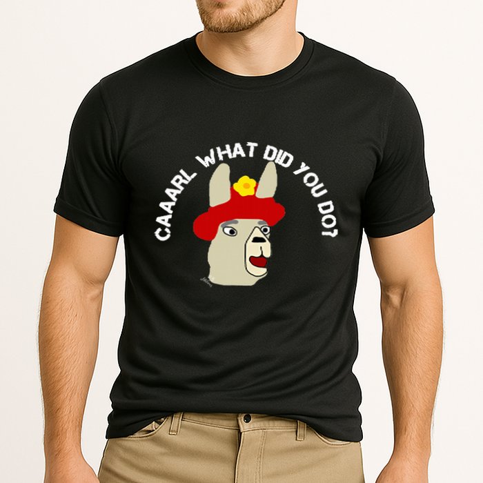 funny llama with hats lama with hat carl what did you do  Performance Shirt