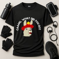 funny llama with hats lama with hat carl what did you do  Performance Shirt