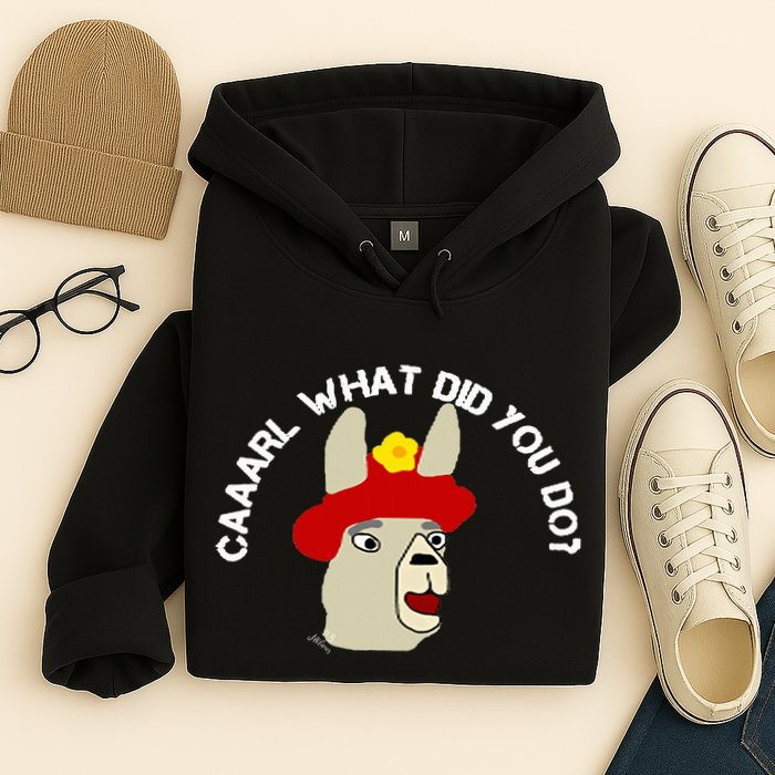 funny llama with hats lama with hat carl what did you do  Hoodie