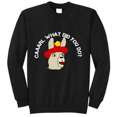 funny llama with hats lama with hat carl what did you do  Sweatshirt