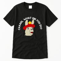 funny llama with hats lama with hat carl what did you do  Tall T-Shirt