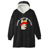 funny llama with hats lama with hat carl what did you do  Hooded Wearable Blanket