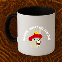 funny llama with hats lama with hat carl what did you do  Mug