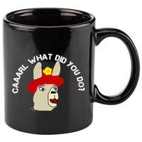 funny llama with hats lama with hat carl what did you do  11oz C Handle Ceramic Mug