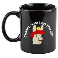funny llama with hats lama with hat carl what did you do  11oz C Handle Ceramic Mug