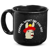 funny llama with hats lama with hat carl what did you do  15oz Campfire Ceramic Mug