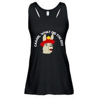 funny llama with hats lama with hat carl what did you do  Ladies Essential Flowy Tank