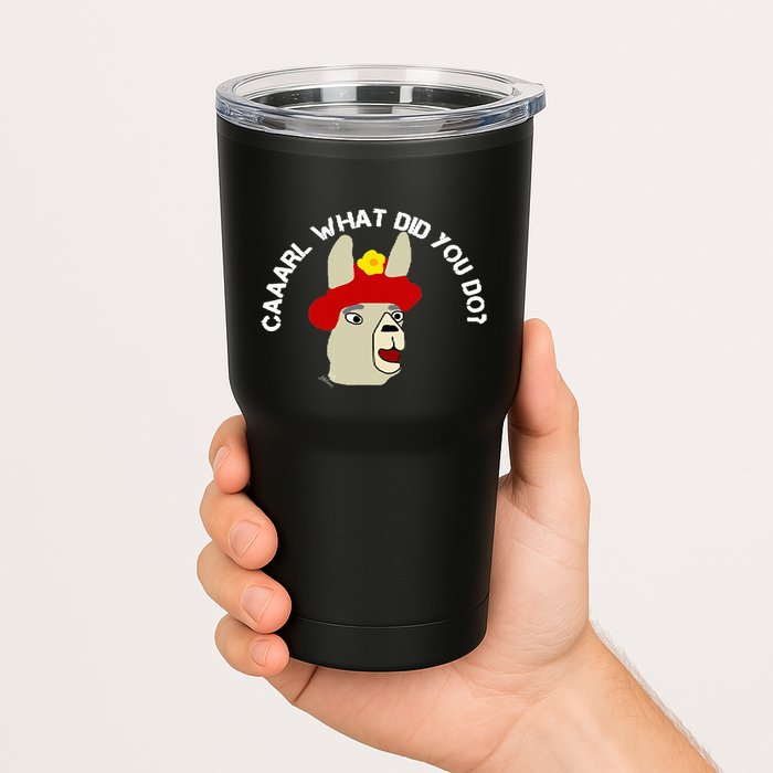 funny llama with hats lama with hat carl what did you do  Tumbler