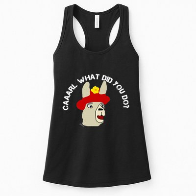 funny llama with hats lama with hat carl what did you do  Womens Tank Top
