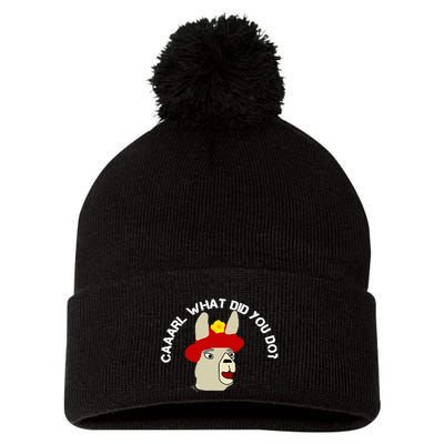 funny llama with hats lama with hat carl what did you do  Pom Pom 12in Knit Beanie