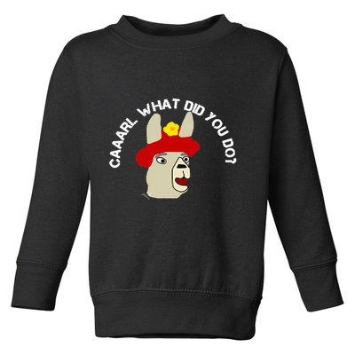 funny llama with hats lama with hat carl what did you do  Toddler Sweatshirt