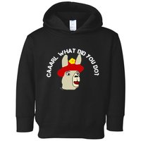 funny llama with hats lama with hat carl what did you do  Toddler Hoodie