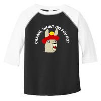 funny llama with hats lama with hat carl what did you do  Toddler Fine Jersey T-Shirt