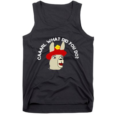 funny llama with hats lama with hat carl what did you do  Tank Top