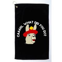funny llama with hats lama with hat carl what did you do  Golf Towel