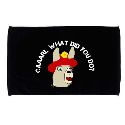 funny llama with hats lama with hat carl what did you do  Microfiber Hand Towel
