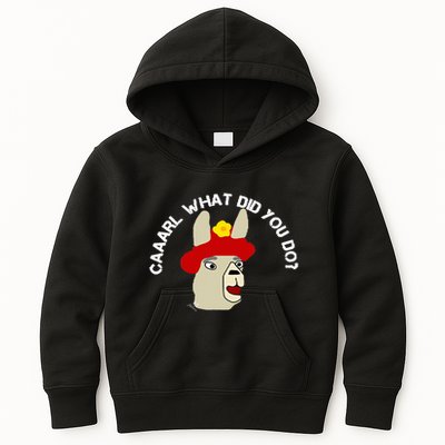 funny llama with hats lama with hat carl what did you do  Kids Hoodie
