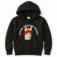funny llama with hats lama with hat carl what did you do  Kids Hoodie