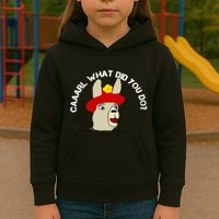funny llama with hats lama with hat carl what did you do  Kids Hoodie