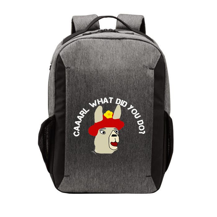 funny llama with hats lama with hat carl what did you do  Vector Backpack