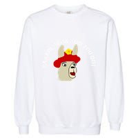 funny llama with hats lama with hat carl what did you do  Garment-Dyed Sweatshirt