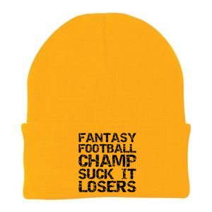 Funny League Winner Fantasy Football Champ Suck It Losers Funny Gift Knit Cap Winter Beanie