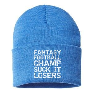 Funny League Winner Fantasy Football Champ Suck It Losers Funny Gift Sustainable Knit Beanie