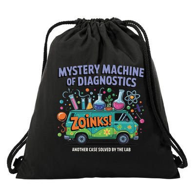 Funny Lab Week 2025 Retro Mystery Machine Of Diagnostics Drawstring Bag