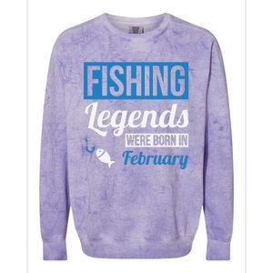 Fishing Legends Were Born In February Birthday Gift Colorblast Crewneck Sweatshirt