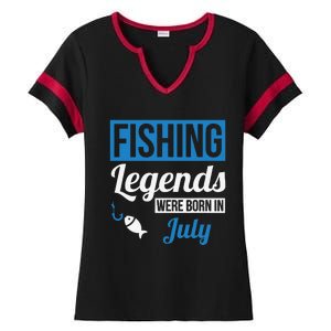 Fishing Legends Were Born In July Birthday Gift Ladies Halftime Notch Neck Tee